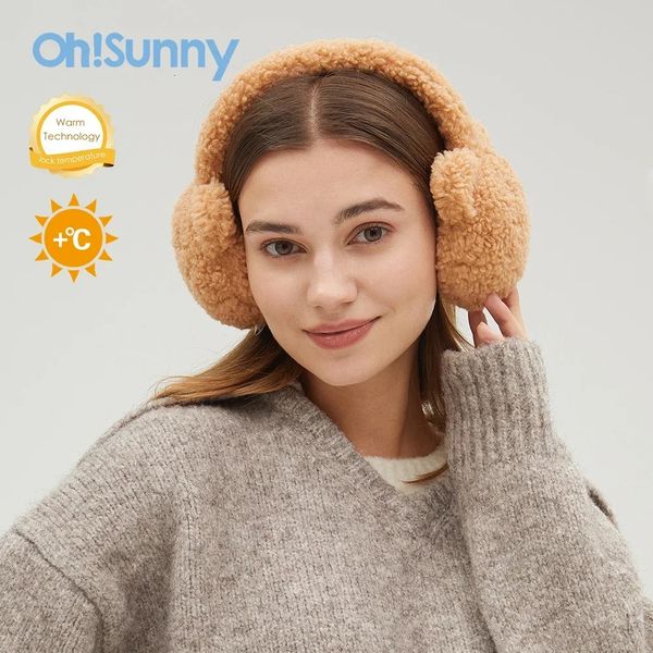 Protetores de ouvido OhSunny Soft Plush Ear Muffs para mulheres inverno quente homens moda earflap ao ar livre proteção fria capa de orelha velo gato earmuffs 231214