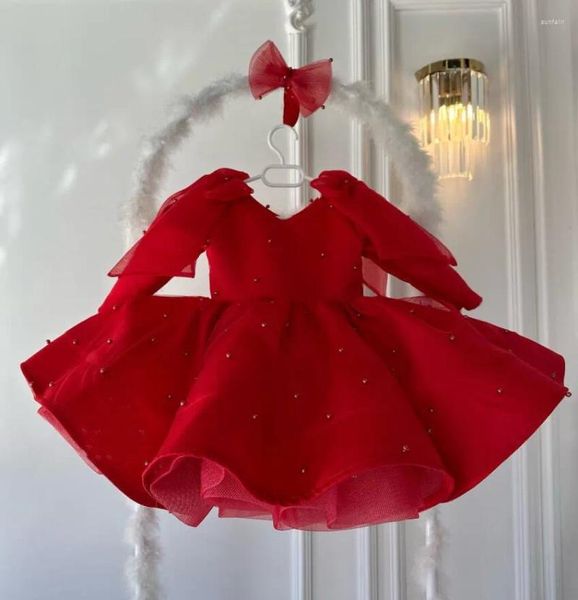 Abiti da ragazza Principessa Festa Abbigliamento per bambini Compleanno Matrimonio Elegante abito formale per costumi rossi di Natale per bambini
