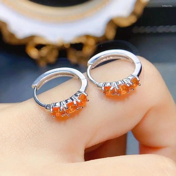 Orecchini a cerchio Terra naturale non trattata estratta VVS Opale di fuoco arancione Argento sterling 925 da donna per regalo