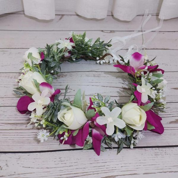 6 pezzi di fiori di orchidea artificiale corona di ragazze fascia accessori per capelli da sposa copricapo donna ghirlanda floreale copricapo da sposa