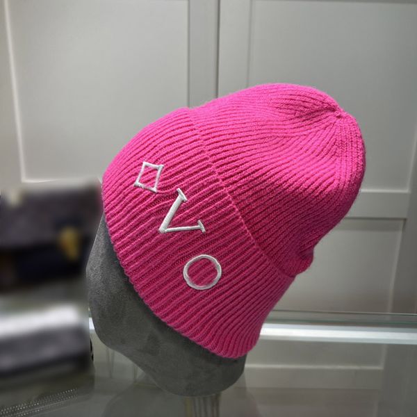 Moda 100% lã malha gorro outono inverno gorros quentes homens e mulheres casais acessórios flor casquette g chapéus e bonés acessórios bordados vermelho rosa