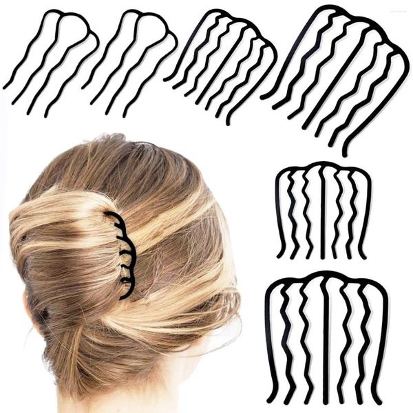 Pedaço de cabelo lateral pentes garfo clipe dentes pino vara para updo bun u forma penteado vintage acessório