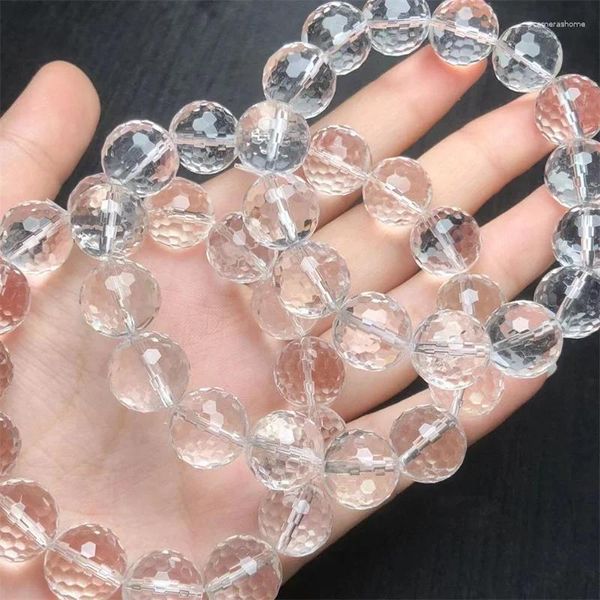 Link pulseiras 14mm natural facetado quartzo cristal pulseira moda cura personalizado para homens mulheres jóias de pedras preciosas presente 1pcs