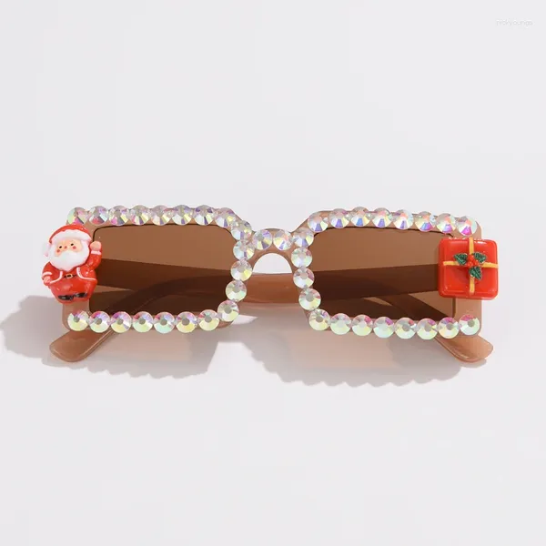 Солнцезащитные очки 2024, модные женские очки рождественской серии с милым Лосьем и Санта-Клаусом в квадратной оправе для вечеринок