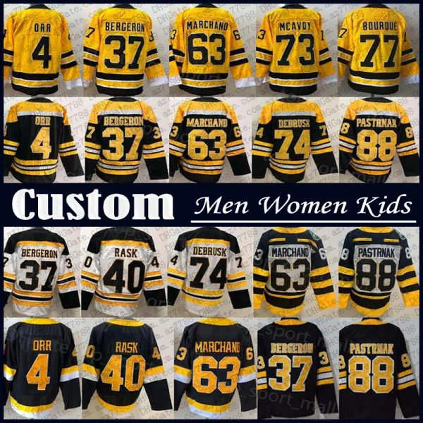 Personalizado Patrice Bergeron David Pastrnak Boston Hockey Jersey personalizado Bruins Brad Marchand Taylor Hall Tyler Bertuzzi Nick Foligno Linus Ullmar