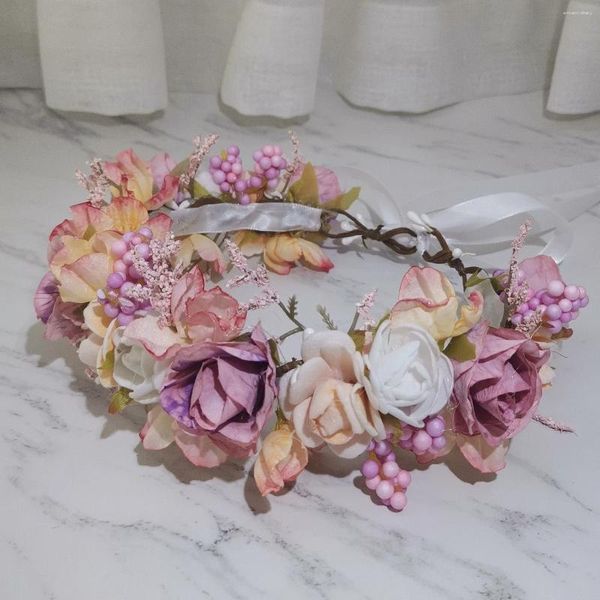 6 Stück Blumenmädchenkrone Mädchenkleid Haarschmuck Hochzeit Braut Stirnband Ornament Kinder Kinder Blumengirlanden