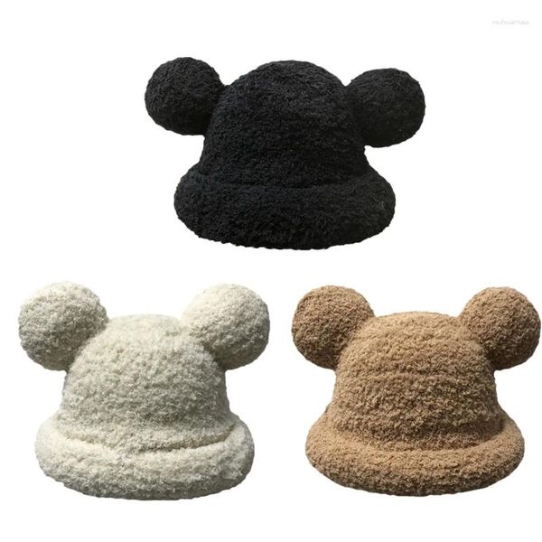 Cappelli Adorabili orecchie da orso Cappello da bacino Caldo berretto da pescatore All-match per gli sport all'aria aperta