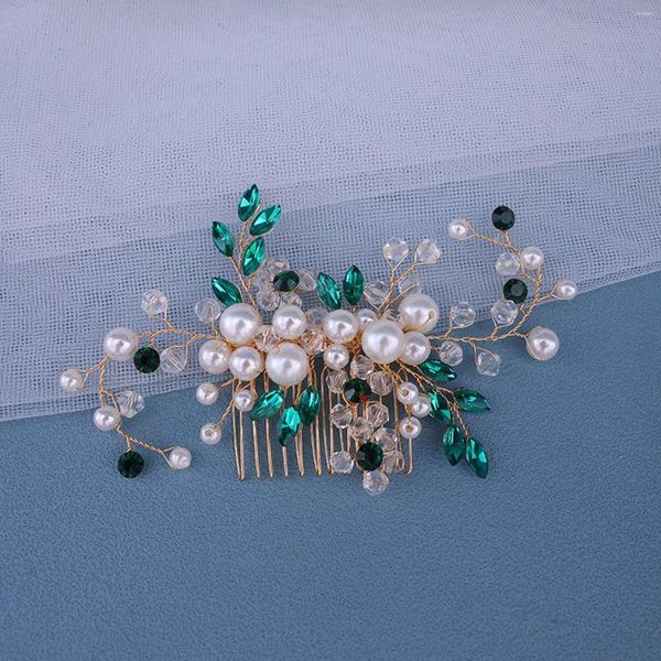 Fermagli per capelli Pettine in cristallo colorato Gioielli da donna Copricapo Perle Accessori con strass Ornamenti eleganti Decorazioni fantasia