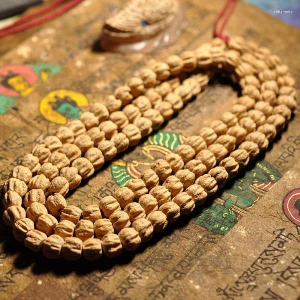 Strand sementes de maracujá bodhi semente 108 couro original não reparado rift grão grânulos pulseira colar