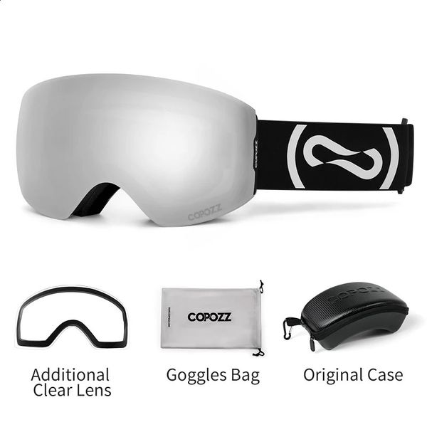 Kayak gözlükleri kopyz manyetik kış kayak gözlükleri UV400 koruma anti-fog kayak gözlükleri erkek kadın berrak lens kasa kiti set snowboard gözlük 231214