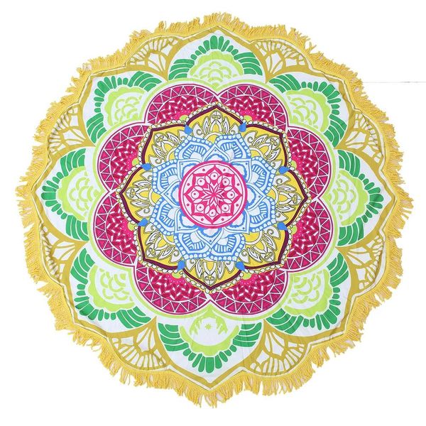 Telo mare rotondo Hippie/Boho Mandala Coperta da spiaggia/Telo indiano Tovaglia rotonda bohémien Decorazione mandala/Tappetino yoga Meditazione 58