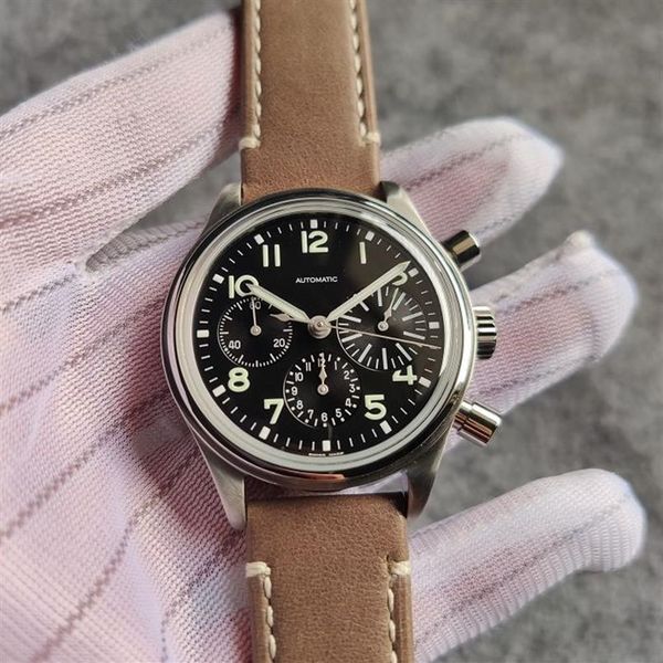 Vintage Chronograph Erkekler Hollowatch 41mm Mekanik Su Geçirmez Otomatik Hareket Grand Baba Hediyesi Orologio Di Lusso2742