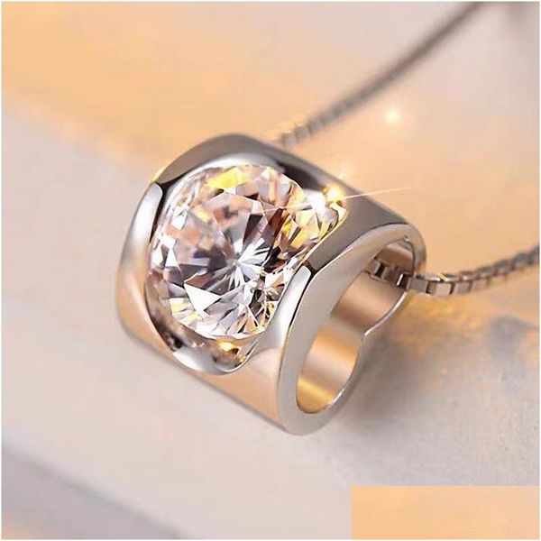 Anhänger Halsketten Engel Kuss 1 CT Moissanite S925 Sier Collarbone Lady Halskette Verlobungs Jubiläum Geschenk Dolpe Lieferung Schmuck Stift DHDGW