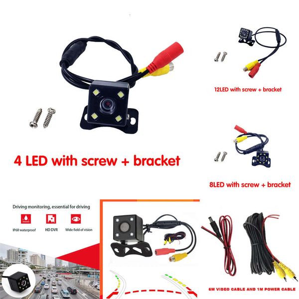 Otomatik Elektronik Araba Arka Görünüm Kamerası Evrensel 12 LED GECE Vizyonu Otomatik Park Monitörü CCD Su Geçirmez 480p 170 Derece Derece HD Video