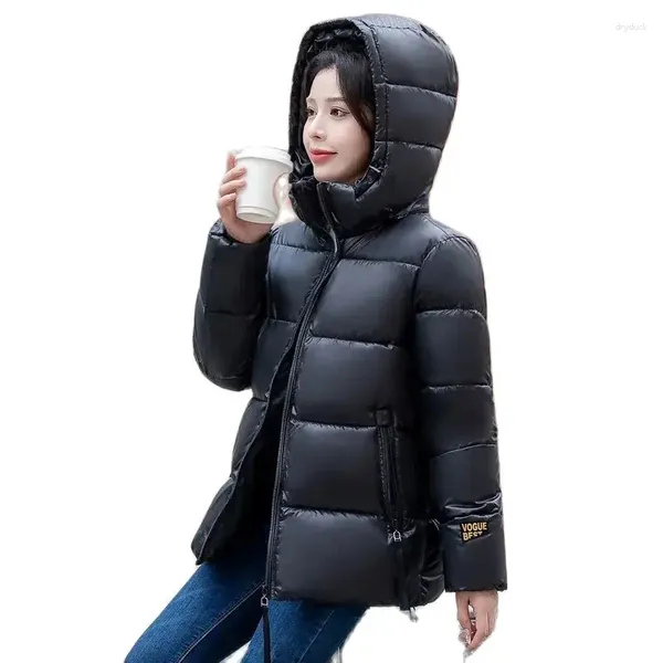 Женские плащи, осенне-зимний черный утолщенный хлеб, одежда, короткое пуховое пальто, куртка на хлопковой подкладке, женская корейская версия, свободная теплая