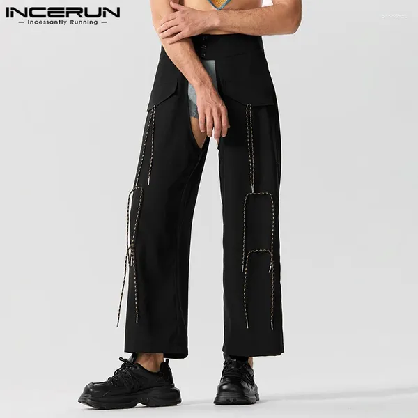 Männer Hosen INCERUN 2023 Amerikanische Stil Mode Sexy Hohl Design Hosen Casual Party Solide Kordelzug Krawatte Up Pantalons S-5XL