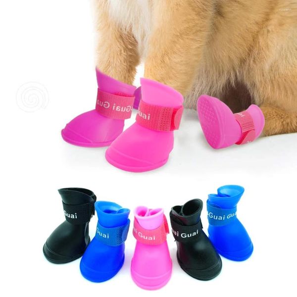 Köpek giyim su geçirmez ayakkabılar kaymaz yağmur botları küçük orta köpekler için açık giyim koruyucu pembe mavi siyah