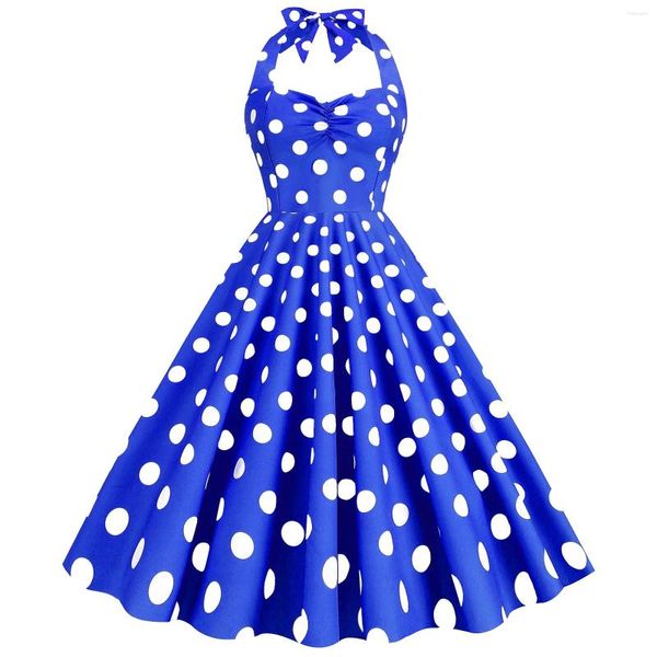 Sıradan Elbiseler Kadın Polka Dot Sütyen Belteli Zayıflama ve Büyük Salıncak Retro Elbise Kış 3x Göstermek İçin