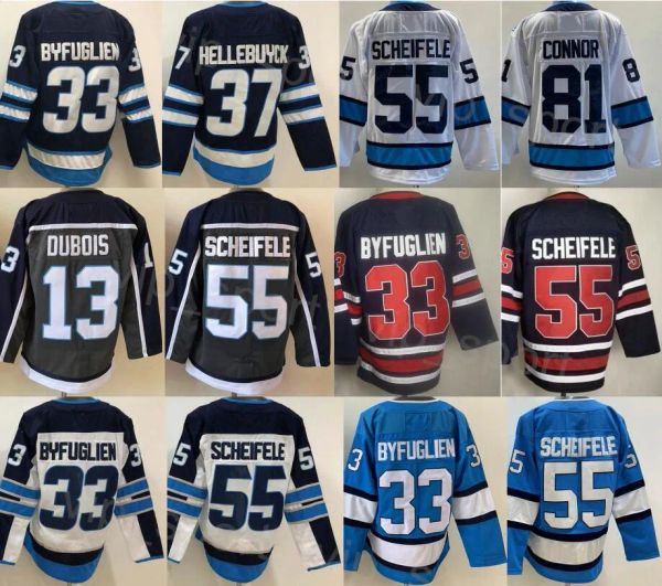 Özel Erkek Hokey 37 Connor Hellebuyck Jersey Ters Retro 33 Dustin Byfuglien 81 Kyle Connor 55 Mark Scheifele Heritage Classic W üzerine dikildi