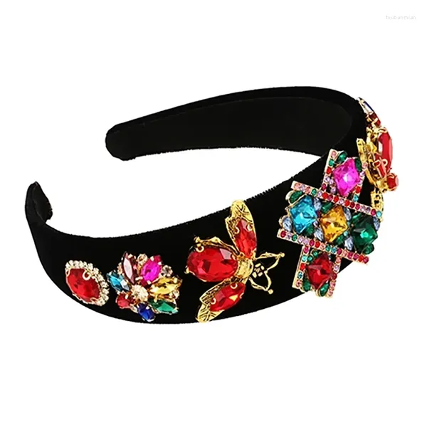 Design personalidade luxo strass headbands para mulheres boho vintage ouro abelha artesanal acessórios de faixa de cabelo