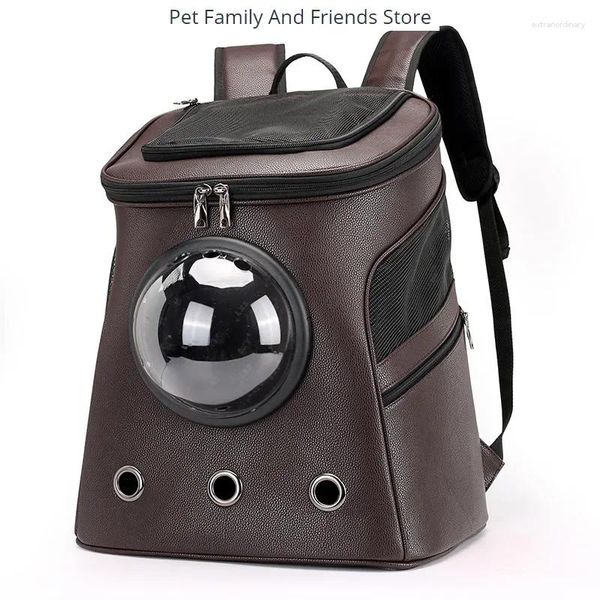 Cat Carriers Mochila PU Pet Bolsa Grande Passeio Portátil Respirável