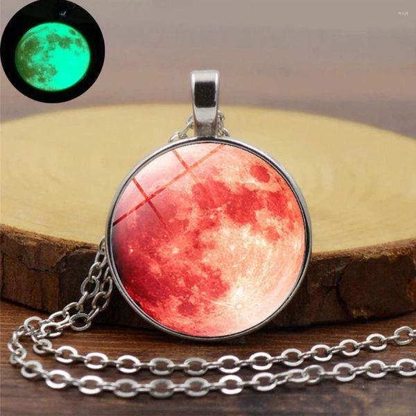 Collane con ciondolo Bagliore al buioCollana con luna cabochon planetaria Catena luminosa con maglione Sogno stellato tutto-fiammifero Placcato in vetro