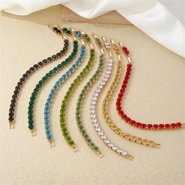 Link pulseiras mxgxfam (20 cm x 6 mm) promoção banhado a ouro 18 k múltiplas cores em pó zircônia pulseira para mulheres moda jóias