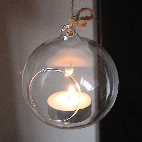 Vela Tealight suspensa Hoder globos de vidro terrário de 2,36 polegadas decoração de árvore de festa de casamento para plantador suspenso suporte de samambaia de ar terrário plantas cabide vaso