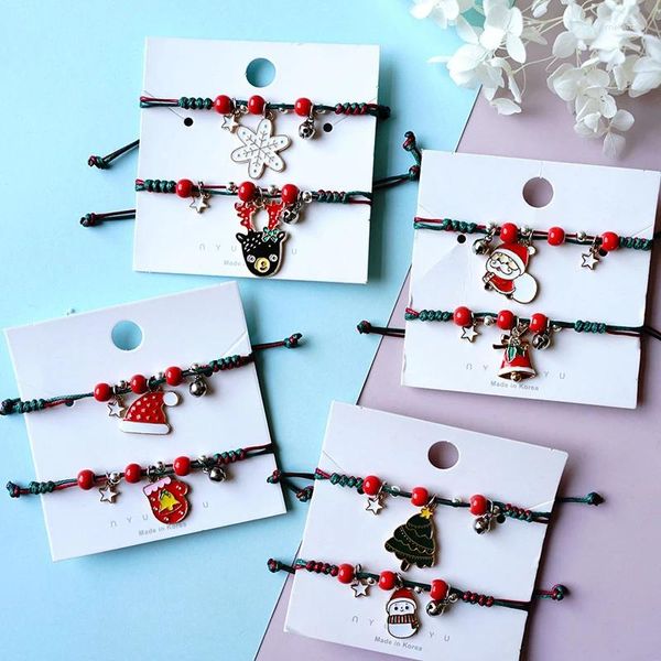 Браслеты-подвески Санта-Снеговик Лось, Рождественская елка, плетеный браслет из веревки, женские украшения для годовой вечеринки, подарок