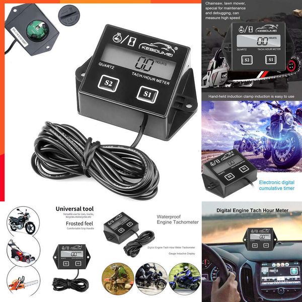 Otomatik Elektronik Araba Su Geçirmez Dijital Motor Zamanlayıcıları Saat Metre Takometre Gösterge Motoru LCD Moto Marine Boat Motor İnme Motoru için