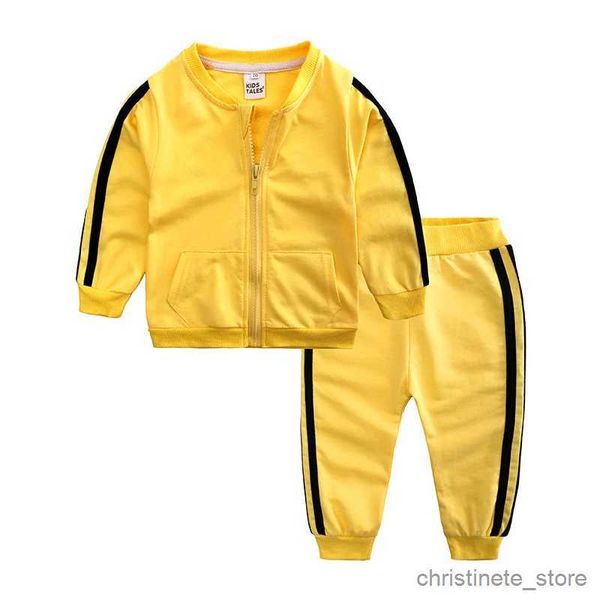 Комплекты одежды Новинка Спортивные костюмы Комплекты одежды для маленьких мальчиков Повседневная одежда для маленьких девочек для новорожденного Костюм Хлопковое пальто на молнии + спортивные штаны 2 шт. R231215