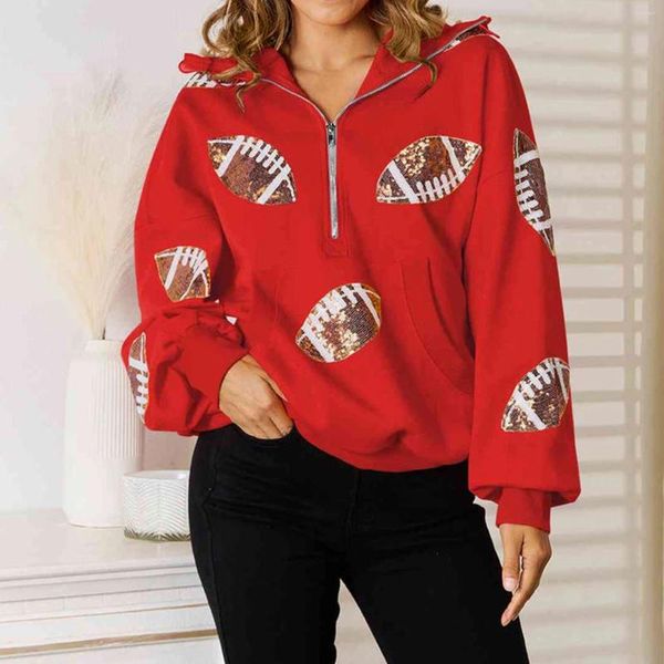 Hoodies femininos mulheres cordão moletom fecho de zíper moda lantejoulas feminino casual roupas de rua