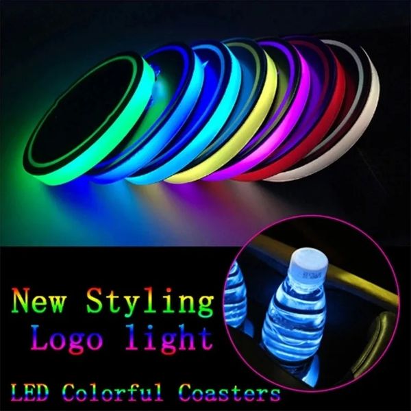 7 cores LED Cup Pads Holder Luzes para trocar USB Luminous Coaster Water Cup Bottle Pad Acessórios AUTO Almohadilla Para Botella De Taza De Agua