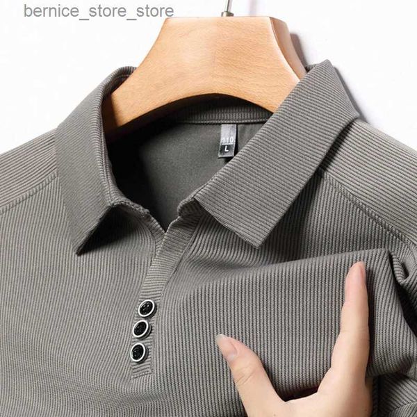 Herren Polos Mittleren Alters Herren Herbst Umlegekragen Lose Plus Size POLO Shirt Luxuriöses Business Langarmshirt Herrenbekleidung Q231215