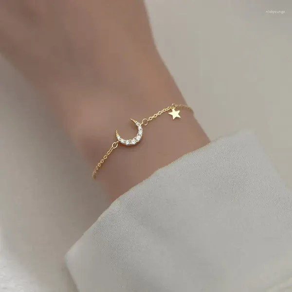Bağlantı bilezikleri moda altın renkli pentagram kristal yıldız ay bileziği kadınlar için vintage cazibe estetik y2k çift mücevher hediyeleri