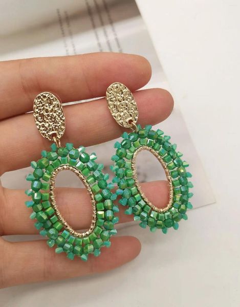 Dangle Küpeler Pirinç Boncuk El Dokuma Su Damlağı Retro Beading Moda Geometrisi Bohemia Alaşımlı MA'AM