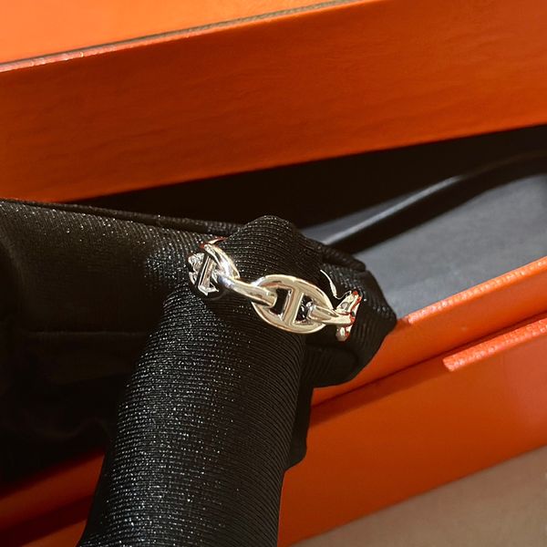 Anello Chaine d Ancre Enchainee H per coppia di designer da donna Argento 925 con diamanti T0P Materiali avanzati Placcato oro 18 carati stile classico con scatola 031