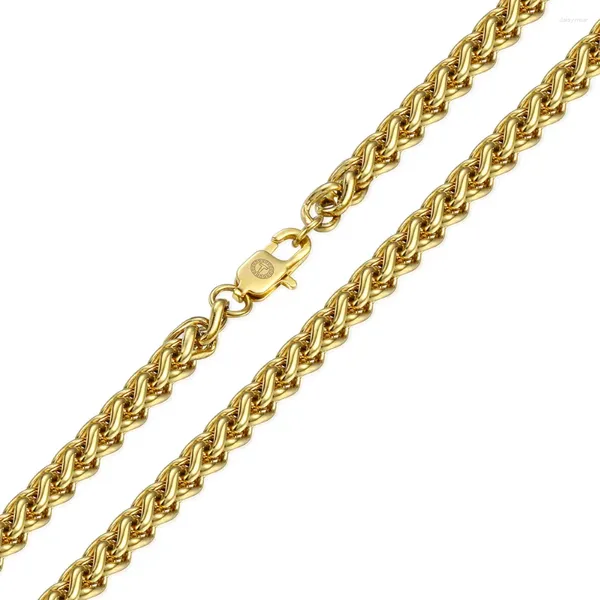 Ketten 6mm Gold Farbe Halskette Für Männer Jungen Edelstahl Geflochtene Weizen Link Kette Halsketten Party Geschenke Großhandel HKN540