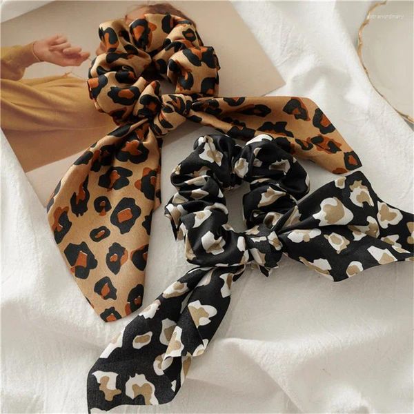 20 pz Sciarpa per capelli leopardata Scrunchies Stampa Nodo Supporto per coda di cavallo Fiocco Accessori per coda di cavallo Cravatte