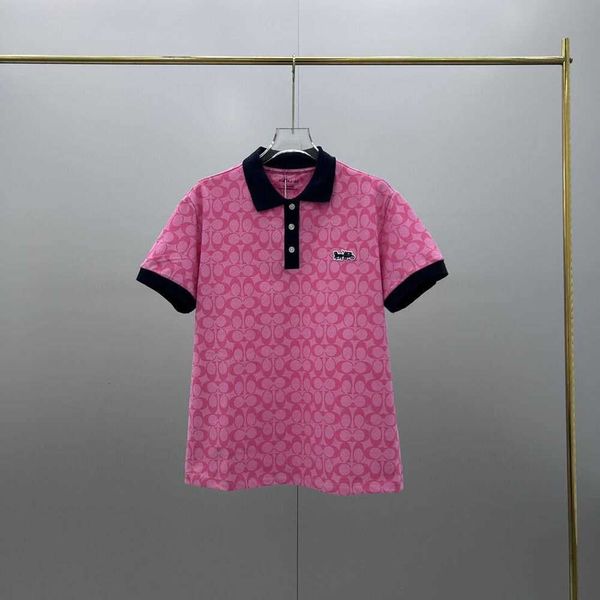 Herrenhemd, Damen-Vintage-Patchwork-Volldruck, kontrastierendes Sommer-Polo-Kurzarmshirt, Coach-Tasche, Umhängetasche