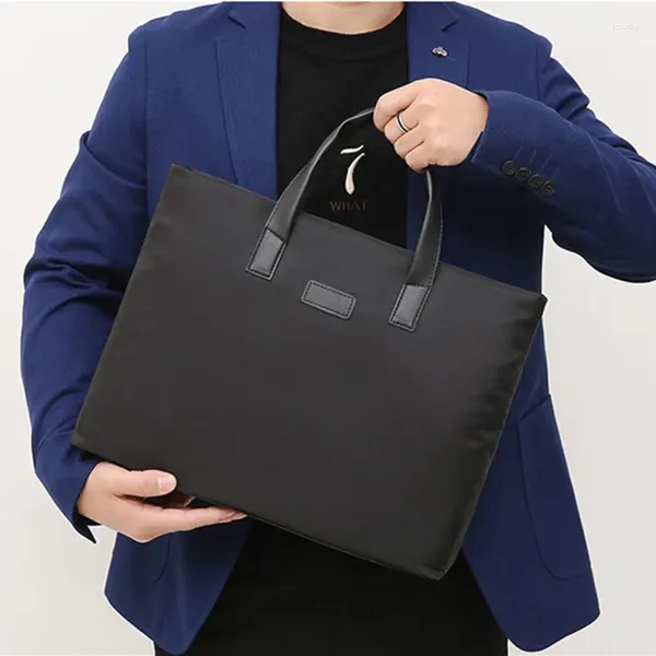 Valigette Borsa per documenti portatile semplice Tela A4 Cerniera per ufficio Borsa da uomo di grande capacità Valigetta informativa multistrato