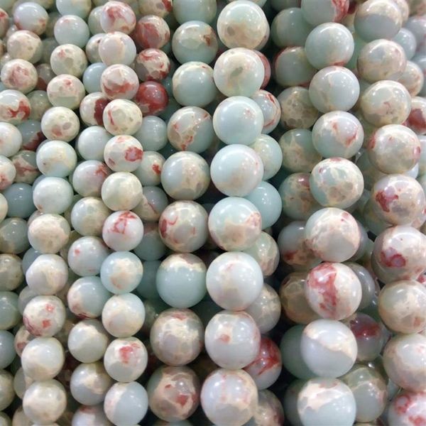Naturale blu verde mare sedimento diaspro perline di pietra braccialetto creazione di gioielli perline diaspro imperiale forniture di perline 4 6 8 10mm imperatore 282N