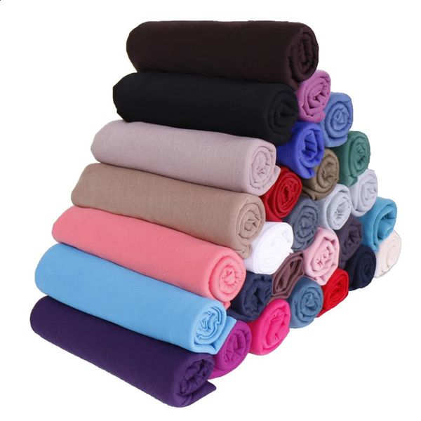 Sciarpe Pianura Jersey Sciarpa Hijab Cotone Pianura Elasticità Scialli Maxi Hijab Lungo Testa Musulmana Avvolge Turbanti 41 Colori 10 pz/lotto All'ingrosso 231214