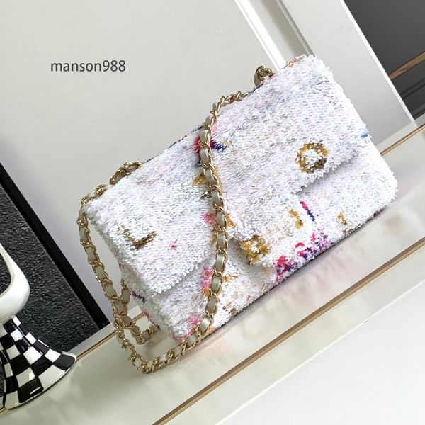 10A Borsa di design di alta qualità Borsa da donna rotonda semi ritagliata Borsa a tracolla in pelle lucida con diamanti a quadri Borsa a tracolla di moda di lusso con paillettes Nuova borsa da donna Portafoglio bling