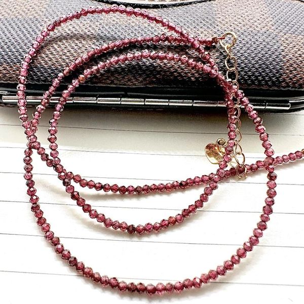 Zincirler Garnet Boncuklar Kadın için Taş Kolye Yapmak Sevimli Mücevher Yapımı 2mm Yuvarlak Küçük Boncuk Yüzlü Vintage Kadın Kız Hediyeleri 45mm 5 PC