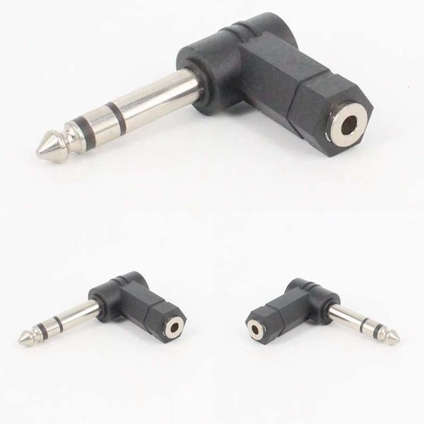 Novos adaptadores de laptop carregadores de 6,35 mm a 3,5 mm macho para fêmea conversor de adaptador de ângulo reto de 90 graus fone de ouvido áudio microfone conector de plugue estéreo