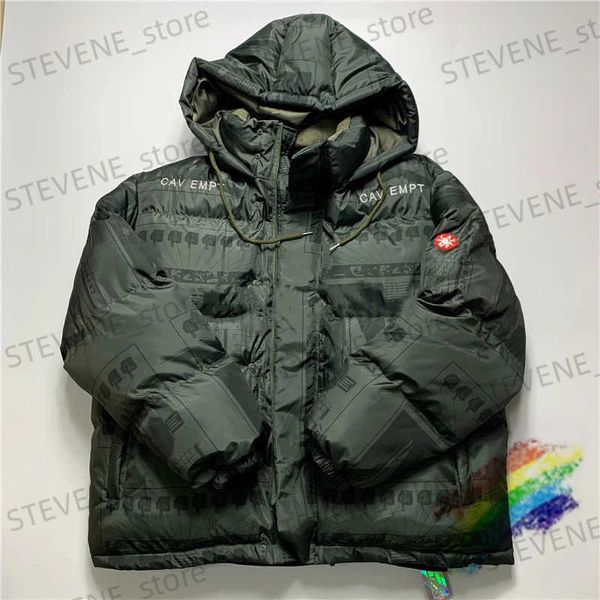 Jaquetas masculinas 2022FW CAV EMPT CE Cavempt Puffer Jack Parkas Homens Mulheres 1/1 Melhor Qualidade Down Jacket Cavempt Casacos Outerwear Roupas T231215