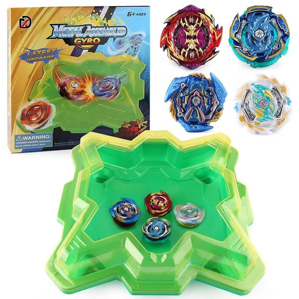 4D Beyblades Beyblades Burst Giocattoli per bambini Stadio Metal Fusion Accessori Set con 4 giroscopi e disco da battaglia Giocattoli regalo per bambini 231215