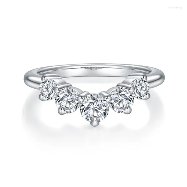 Cluster-Ringe R3-0125 Lefei Mode Luxus Trend Classic Whtie Moissanit Diamant-Set Buchstabe V Ring Frauen S925 Silber Party Schmuck Charme