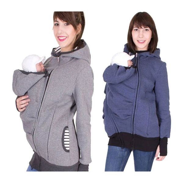 Maternidade Outerwear Casacos Canguru Hoodie Casaco Removível Baby Carrier para Mãe e Bebê Maternidade Casaco Jaqueta Moletons 231215